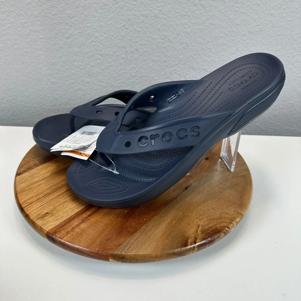 Crocs Baya II Flip Navy Blue Mens Sandals 208192-410 Lightweight Pool Vacation